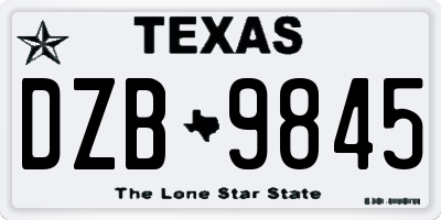 TX license plate DZB9845