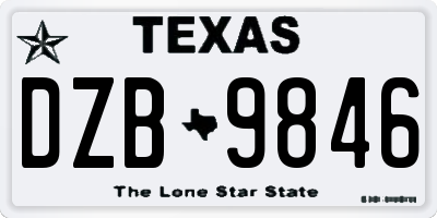 TX license plate DZB9846