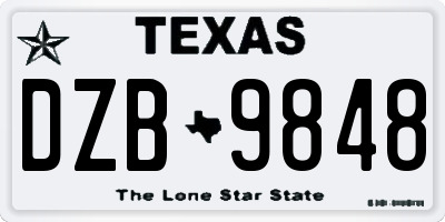 TX license plate DZB9848