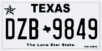 TX license plate DZB9849