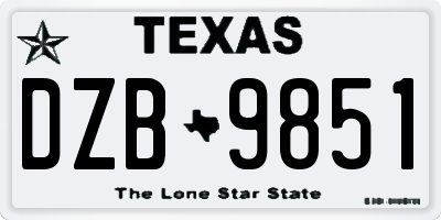 TX license plate DZB9851