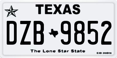 TX license plate DZB9852
