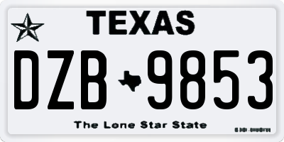 TX license plate DZB9853