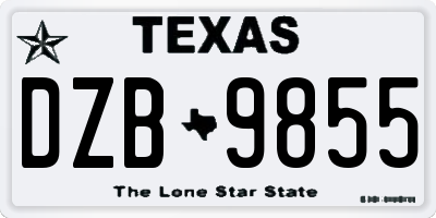 TX license plate DZB9855