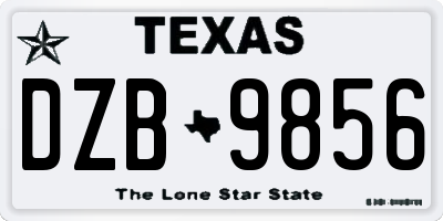 TX license plate DZB9856