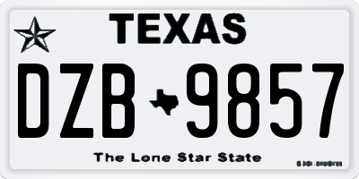 TX license plate DZB9857
