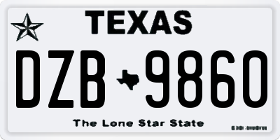 TX license plate DZB9860