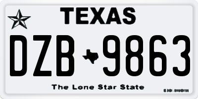 TX license plate DZB9863