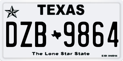 TX license plate DZB9864