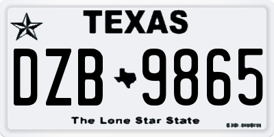 TX license plate DZB9865