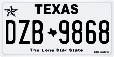 TX license plate DZB9868