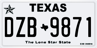 TX license plate DZB9871
