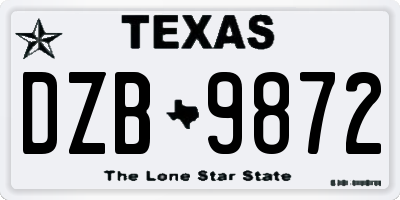 TX license plate DZB9872