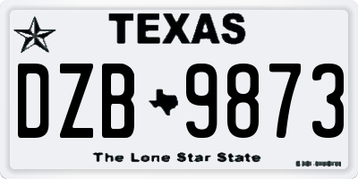 TX license plate DZB9873