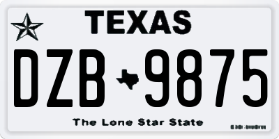 TX license plate DZB9875