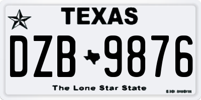 TX license plate DZB9876