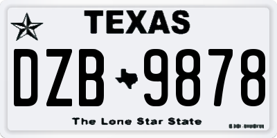 TX license plate DZB9878