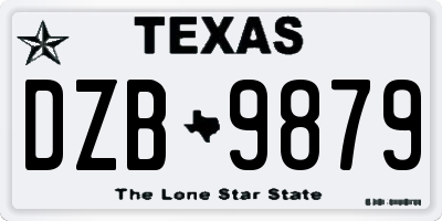 TX license plate DZB9879