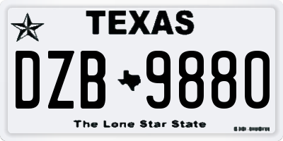 TX license plate DZB9880