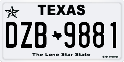 TX license plate DZB9881
