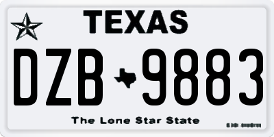 TX license plate DZB9883