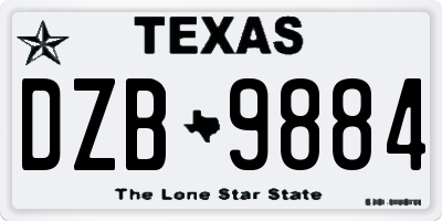 TX license plate DZB9884