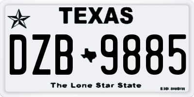 TX license plate DZB9885