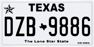 TX license plate DZB9886