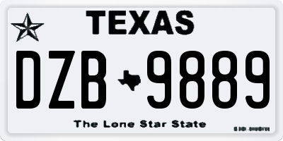 TX license plate DZB9889