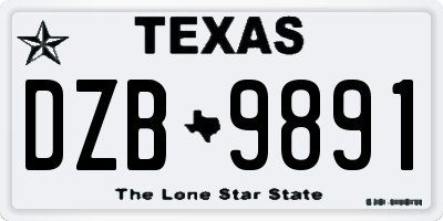 TX license plate DZB9891
