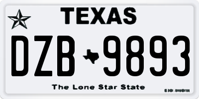 TX license plate DZB9893
