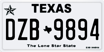 TX license plate DZB9894