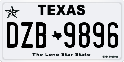 TX license plate DZB9896