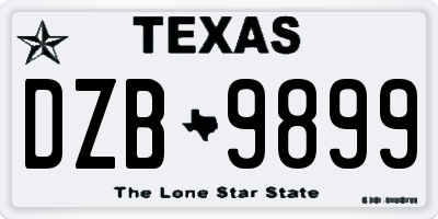 TX license plate DZB9899