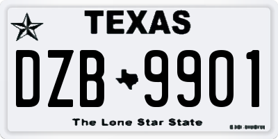 TX license plate DZB9901