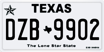 TX license plate DZB9902