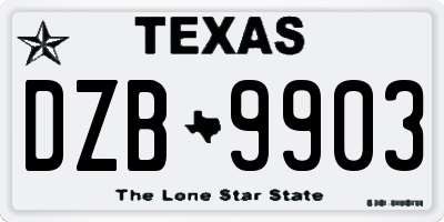 TX license plate DZB9903