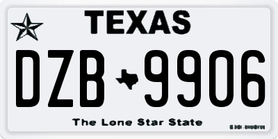 TX license plate DZB9906