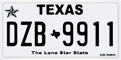 TX license plate DZB9911