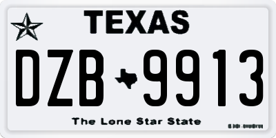 TX license plate DZB9913