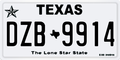 TX license plate DZB9914