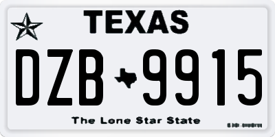 TX license plate DZB9915