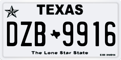 TX license plate DZB9916