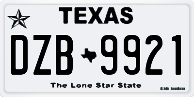 TX license plate DZB9921