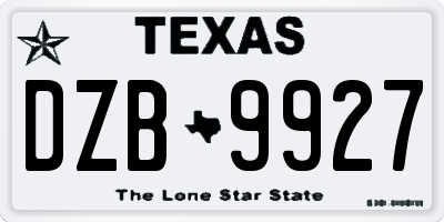 TX license plate DZB9927