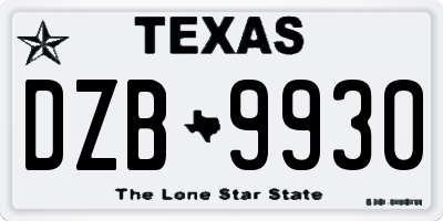 TX license plate DZB9930