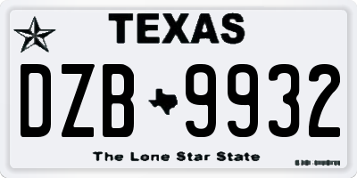 TX license plate DZB9932