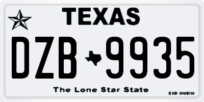 TX license plate DZB9935