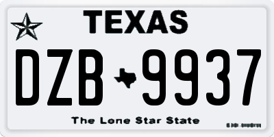 TX license plate DZB9937