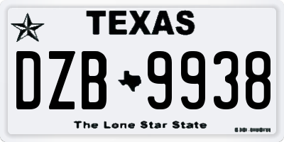 TX license plate DZB9938